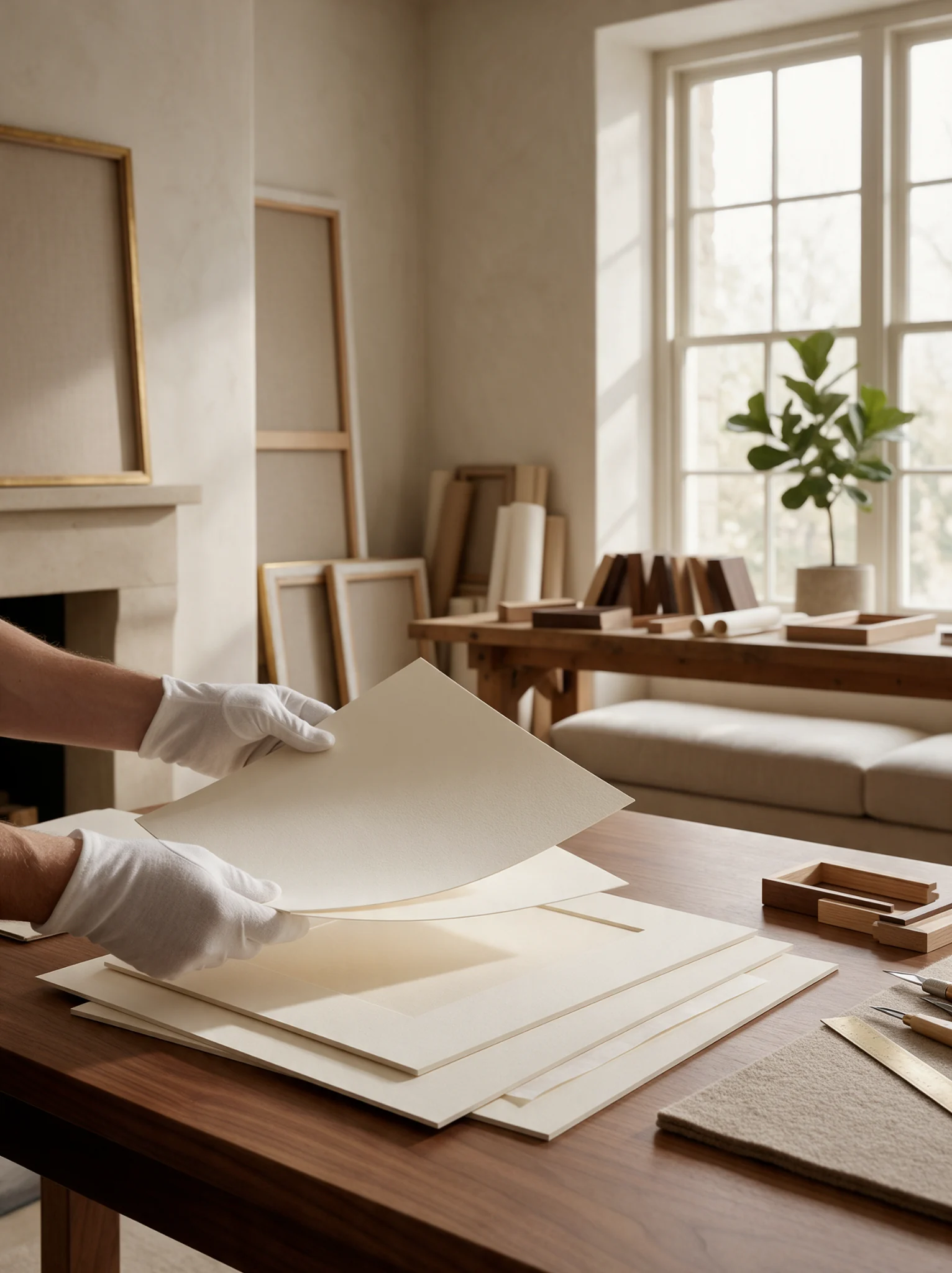 Conservation framing process using archival matting materials