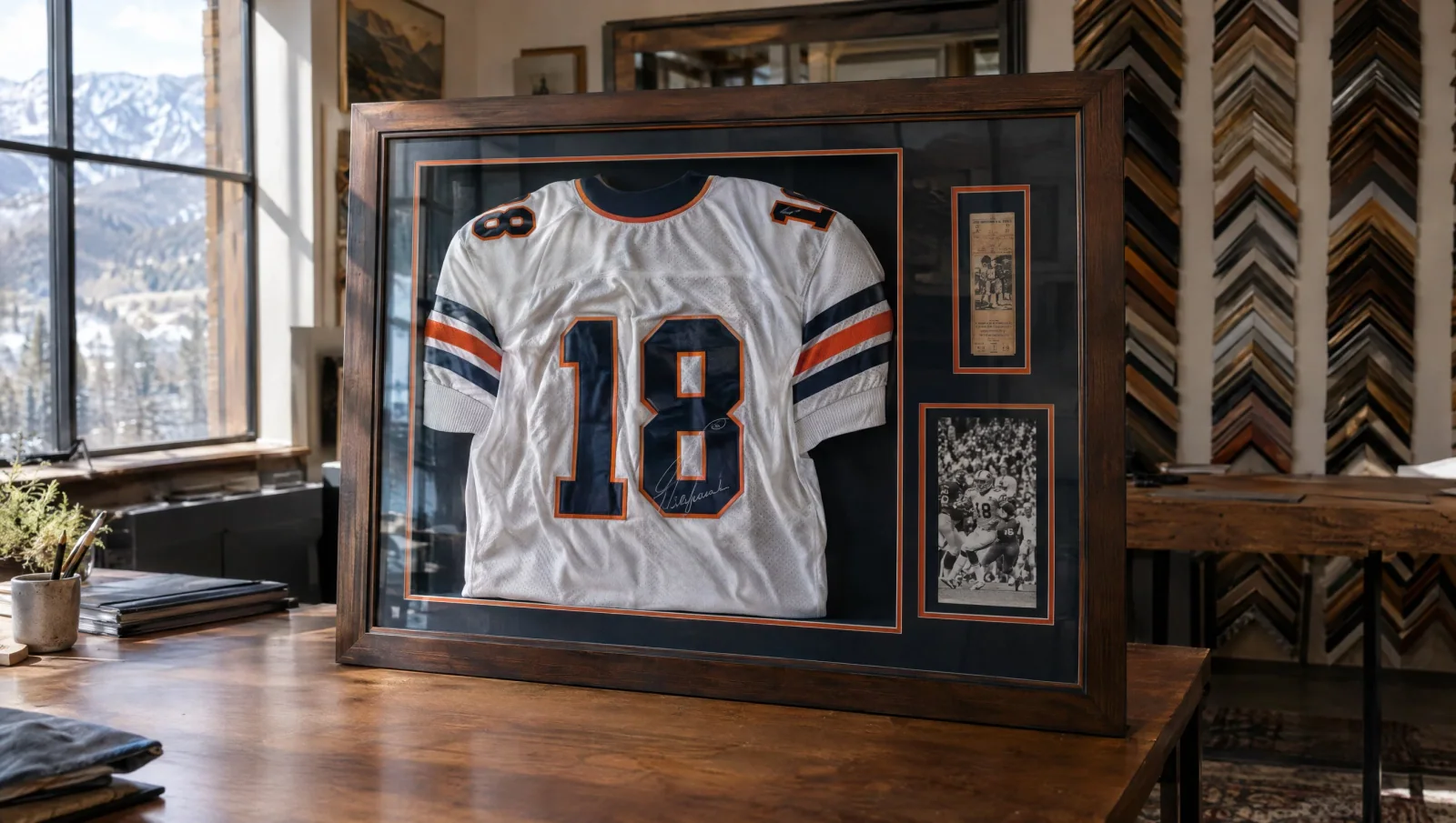 Signed football jersey custom framed in a deep shadow box