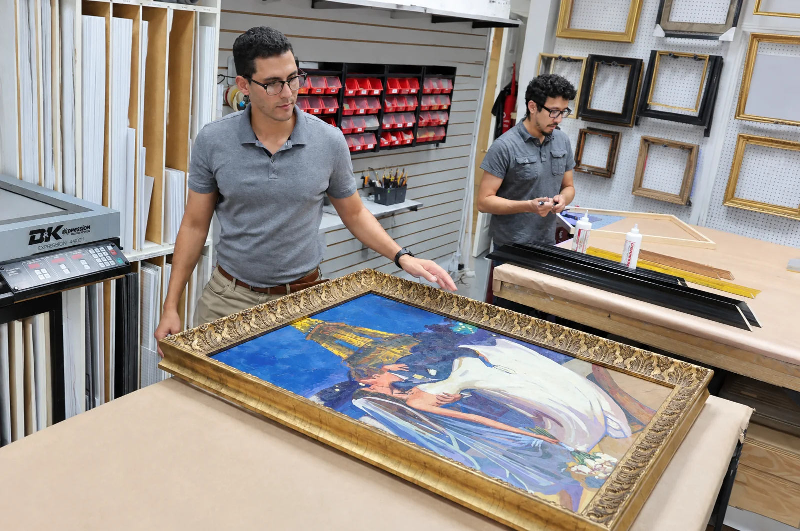 Large custom framing project at Masten Fine Framing