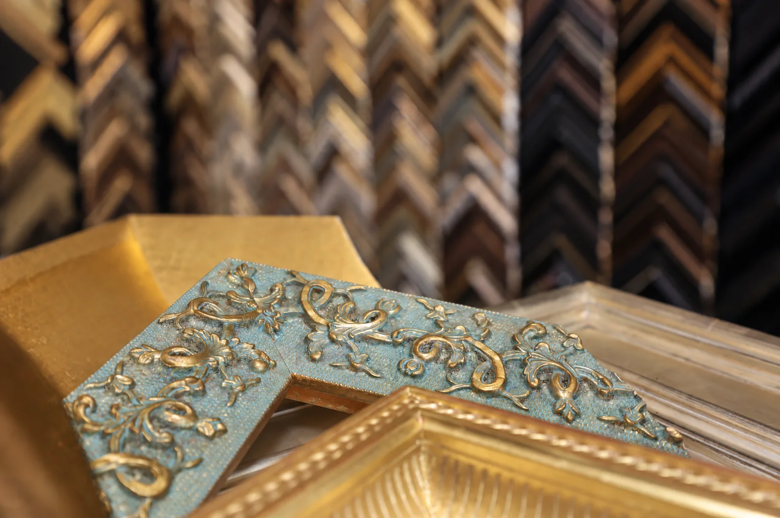 Custom frame detail suited to posters and works on paper